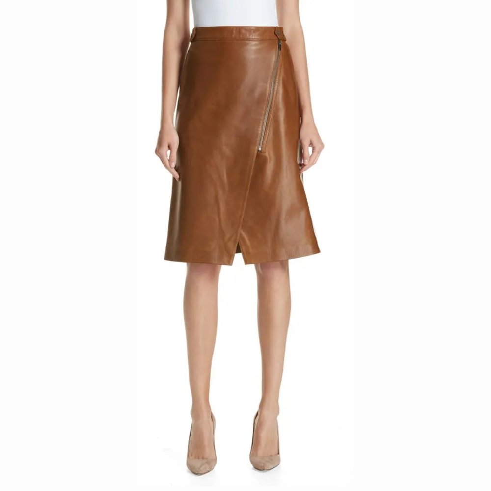 Nordstrom Signature leather skirt, Rust Bisque, Size 18